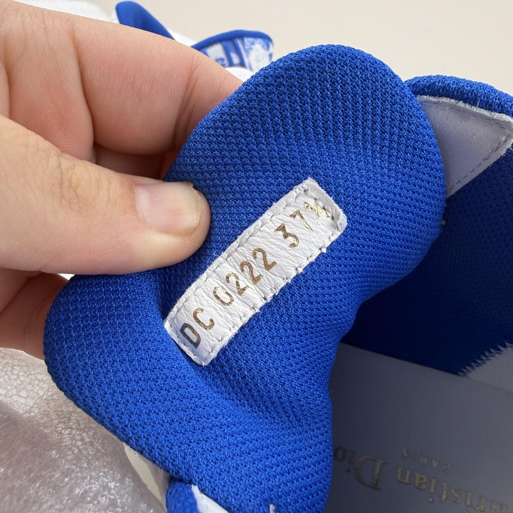 Christian Dior Shoes Womens Size 37.5 White Blue Walk'n'Dior High Top Made Italy - Picture 4 of 6